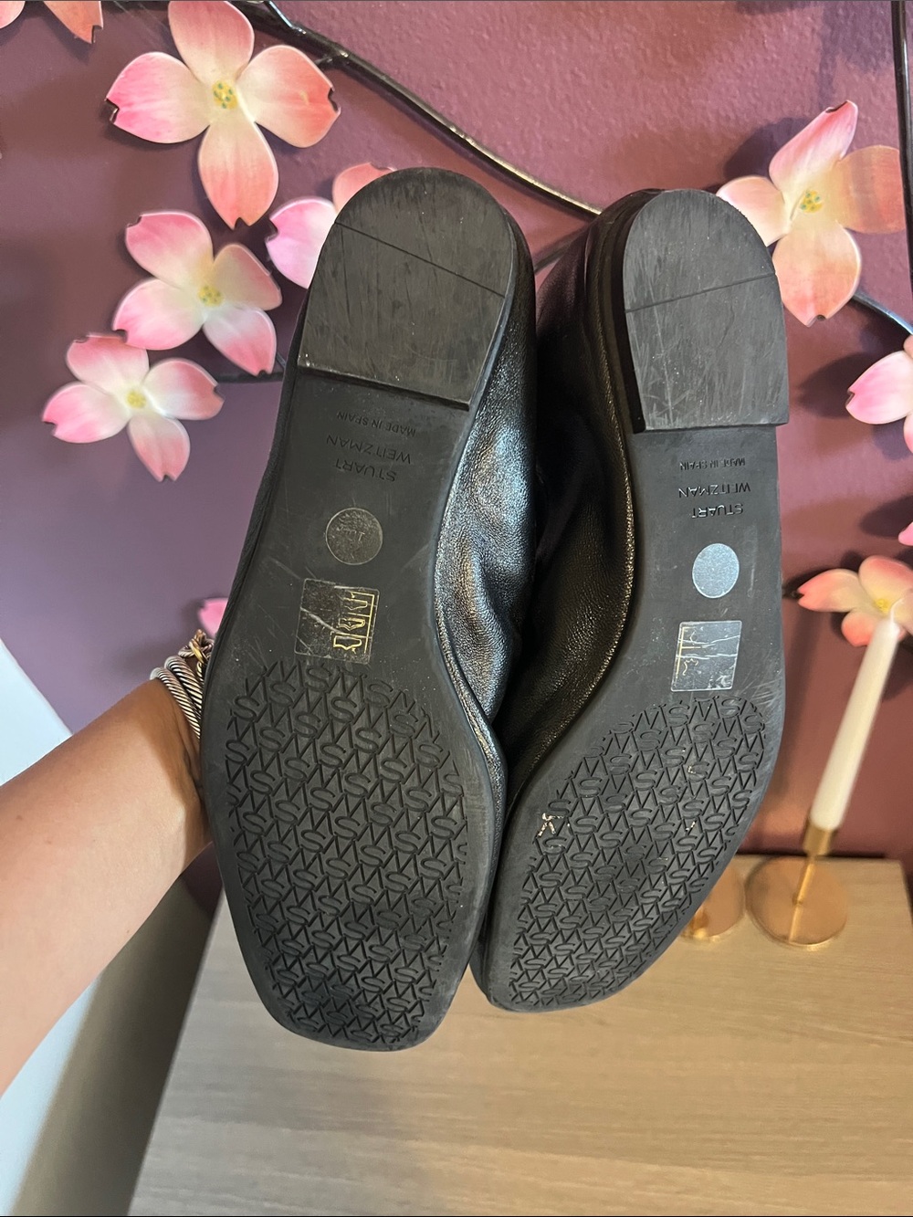 Stuart Weitzman Bow Black Leather Ballet Flats size 10 - Picture 4 of 5